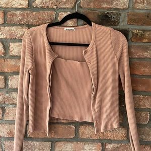 Reformation Ruby Cardigan Set in Blush Pink, Size Medium